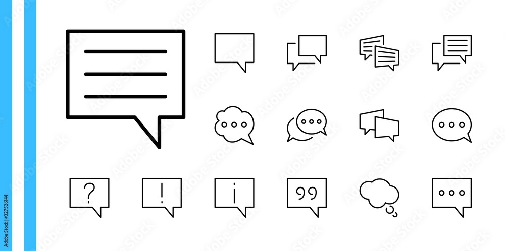 Set of Speech Bubble chat vector lines of icons. Editable Stroke. 32x32 pixels. Set of Speech Bubble chat vector lines of icons. Editable Stroke. 32x32 pixels.