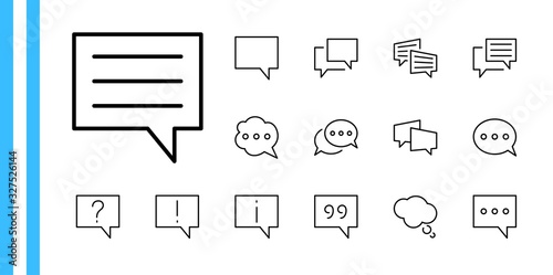 Set of Speech Bubble chat vector lines of icons. Editable Stroke. 32x32 pixels.