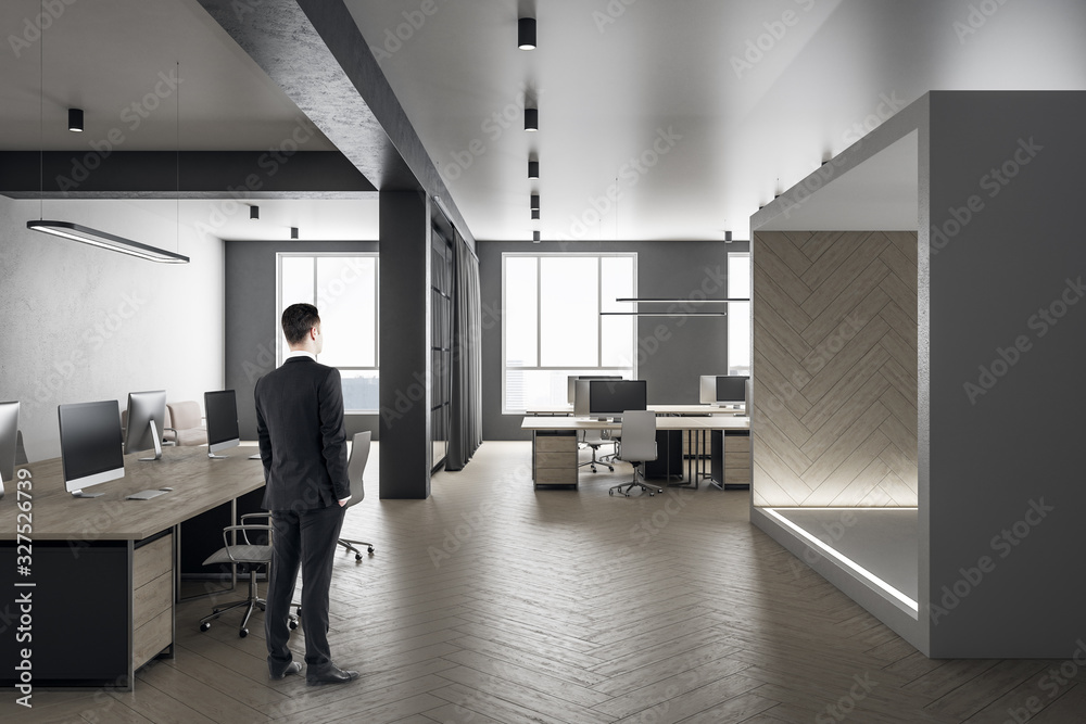 Businessman standing in modern office interior