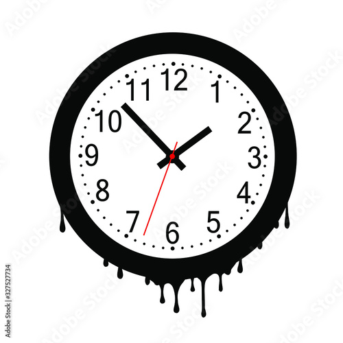 melting clock on white background
