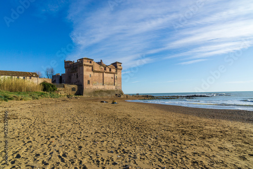 Medieval castle of Santa Severa (municipality of Santa Marinella) located along the ancient Via Aurelia near Rome in front of the Tyrrhenian Sea © Massimo