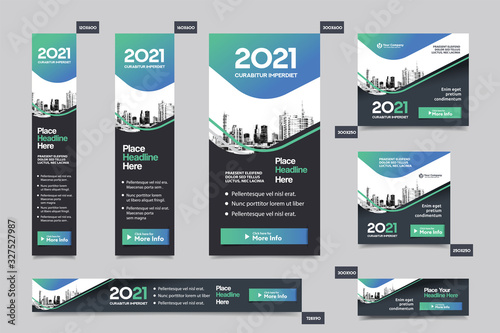 City Background Corporate Web Banner Template in multiple sizes. Easy to adapt to Brochure, Annual Report, Magazine, Poster, Corporate Advertising media, Flyer, Website.