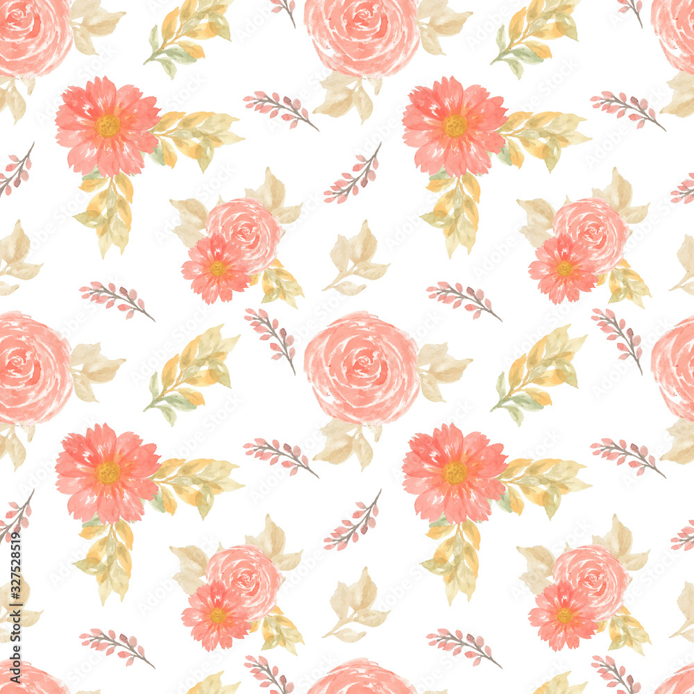 seamless floral pattern with orange daisy flowers