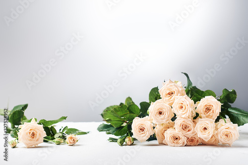 Delicate beige flowers roses.