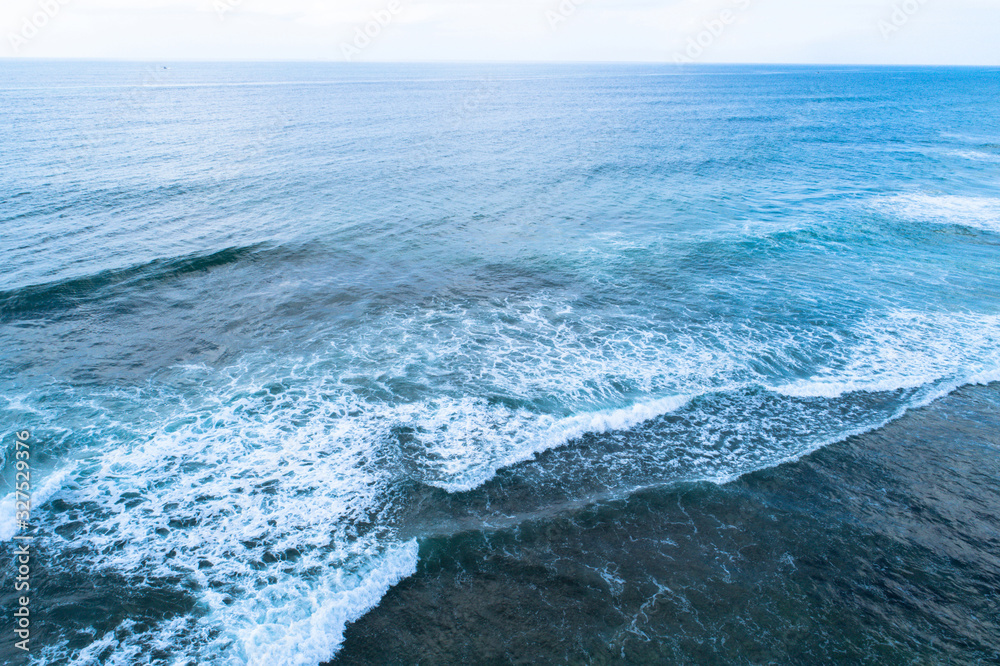 Drone aerial view of sea wave surface