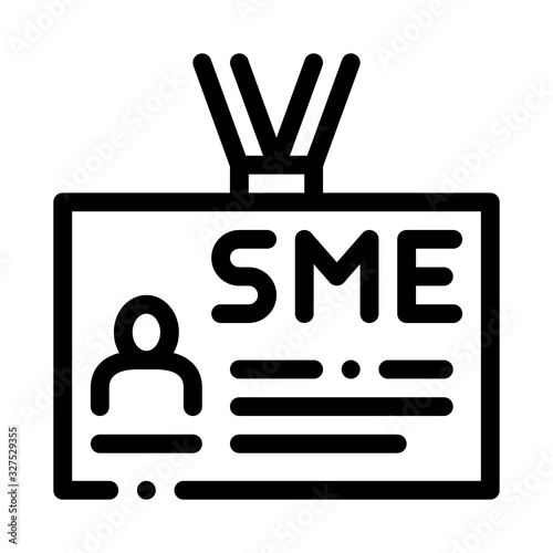 Sme Worker Badge With Photo Icon Thin Line Vector. Company Badge, Pass Document With Employee Information Concept Linear Pictogram. Monochrome Outline Sign Isolated Contour Symbol Illustration
