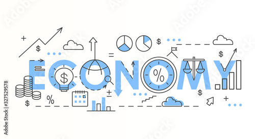Economy word colorful lettering composition vector illustration photo