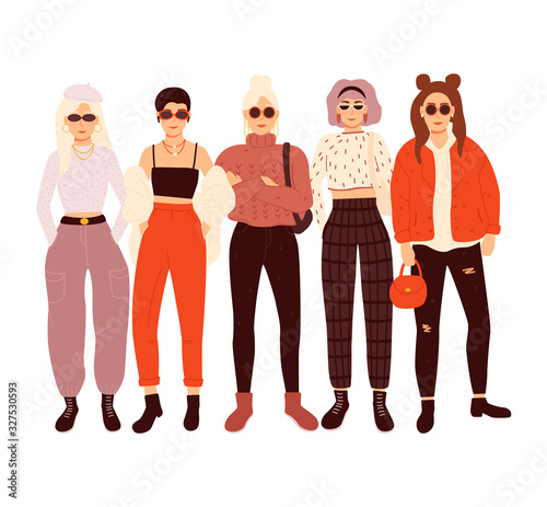 Group smiling teenage girls