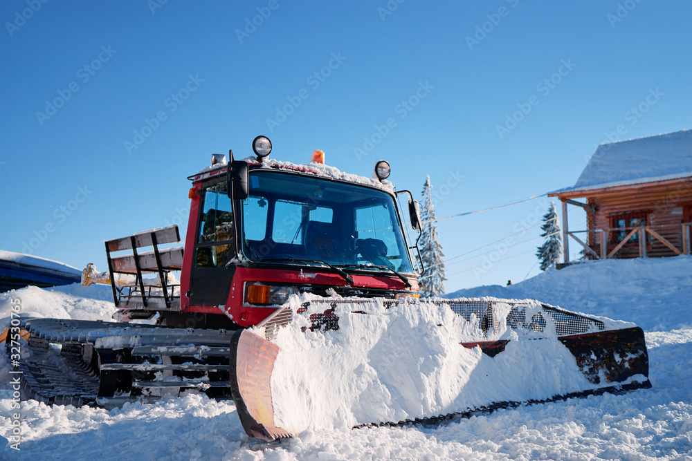 Huge snow machine truck outdoor. Huge snow machine truck outdoor.