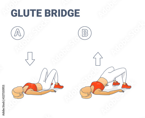 Girl Glute Bridge Workout Exercise Colorful Concept
