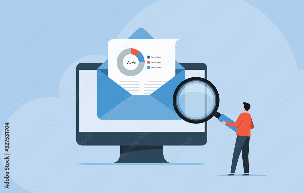 flat business people read and research email concept flat business people read and research email concept