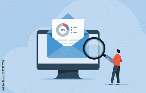 flat business people read and research email concept