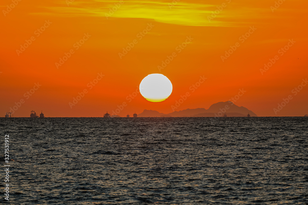 Sunset landscape of west coast harbor