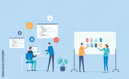 web developer and  development  team  working concept 