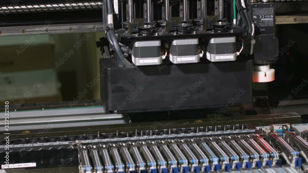 Industrial Factory Machinery. Mounting Components On Printed Circuit Board Industrial Factory Machinery. Mounting Components On Printed Circuit Board