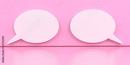 Two speech bubbles on the pink background. 3d illustration. photo