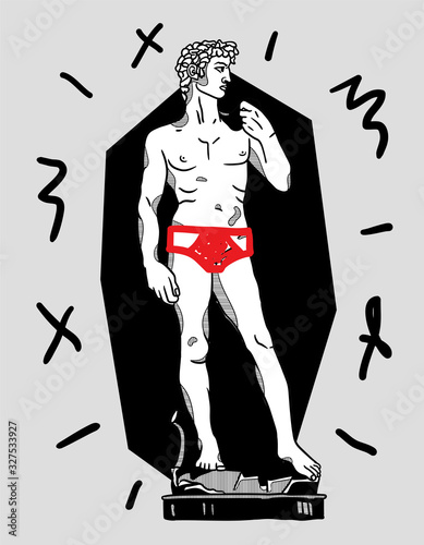 David sculpture body. Crazy red style.