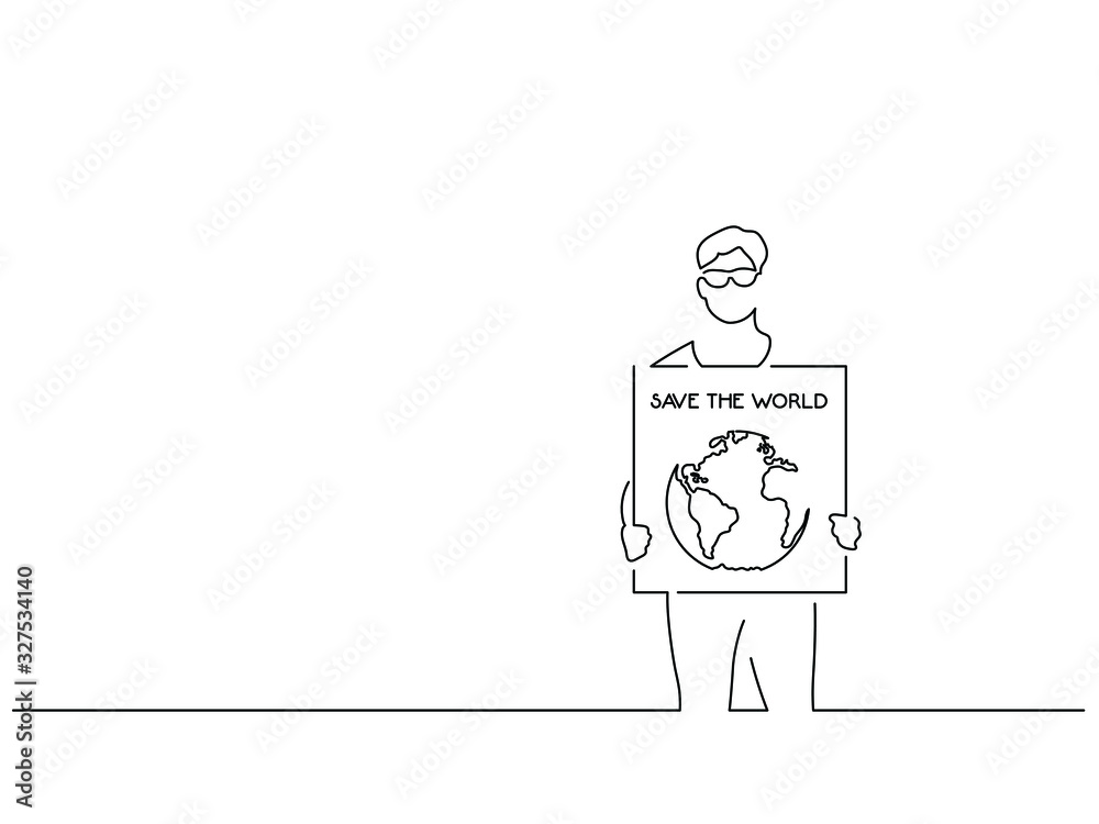 Climate change activists isolated line drawing, vector illustration design. Activism collection.