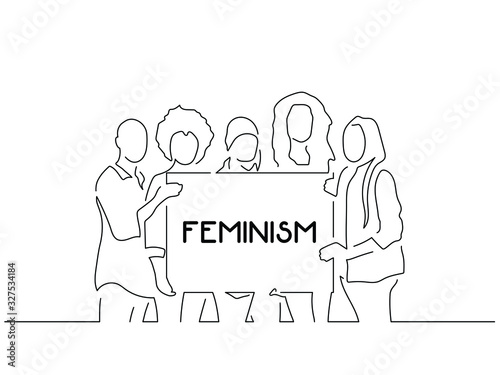Feminism activists isolated line drawing, vector illustration design. Activism collection.