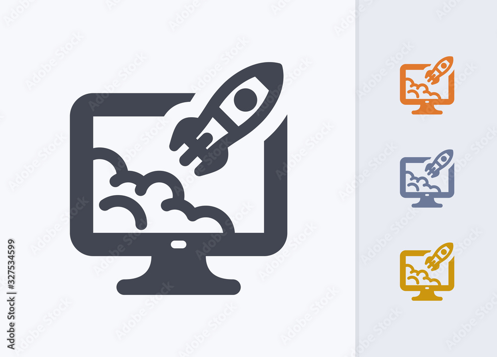 Rocket On Computer - Pastel Stencyl Icons Rocket On Computer - Pastel Stencyl Icons