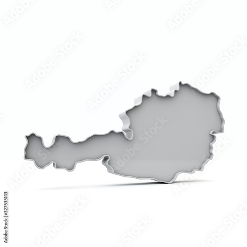 Austria simple 3D map in white grey. 3D Rendering