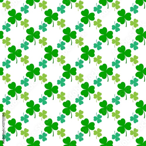 Clover leaf seamless pattern. Symbol fortune, success, traditional ireland festival, holiday St. Patrick. Modern texture. Color template for prints, wrapping, wallpaper, etc. Vector illustration.
