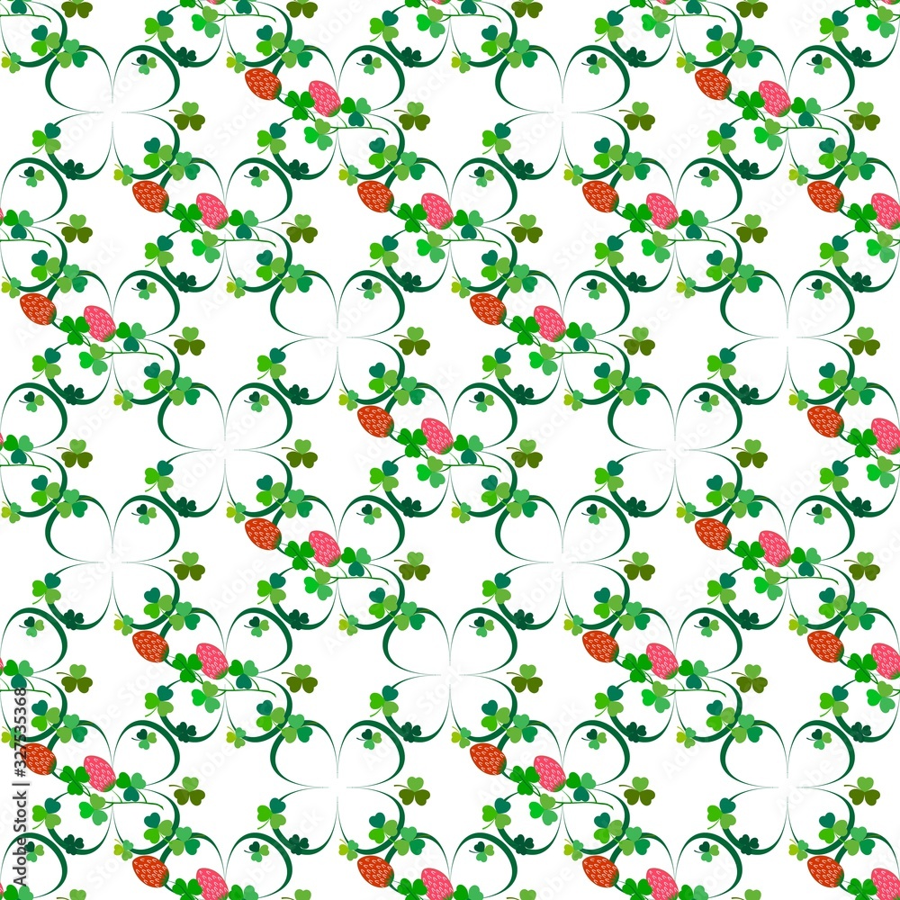 Clover seamless pattern. Symbol fortune, success, traditional ireland festival, holiday St. Patrick. Modern texture. Color template for prints, wrapping, wallpaper, etc. Vector illustration.