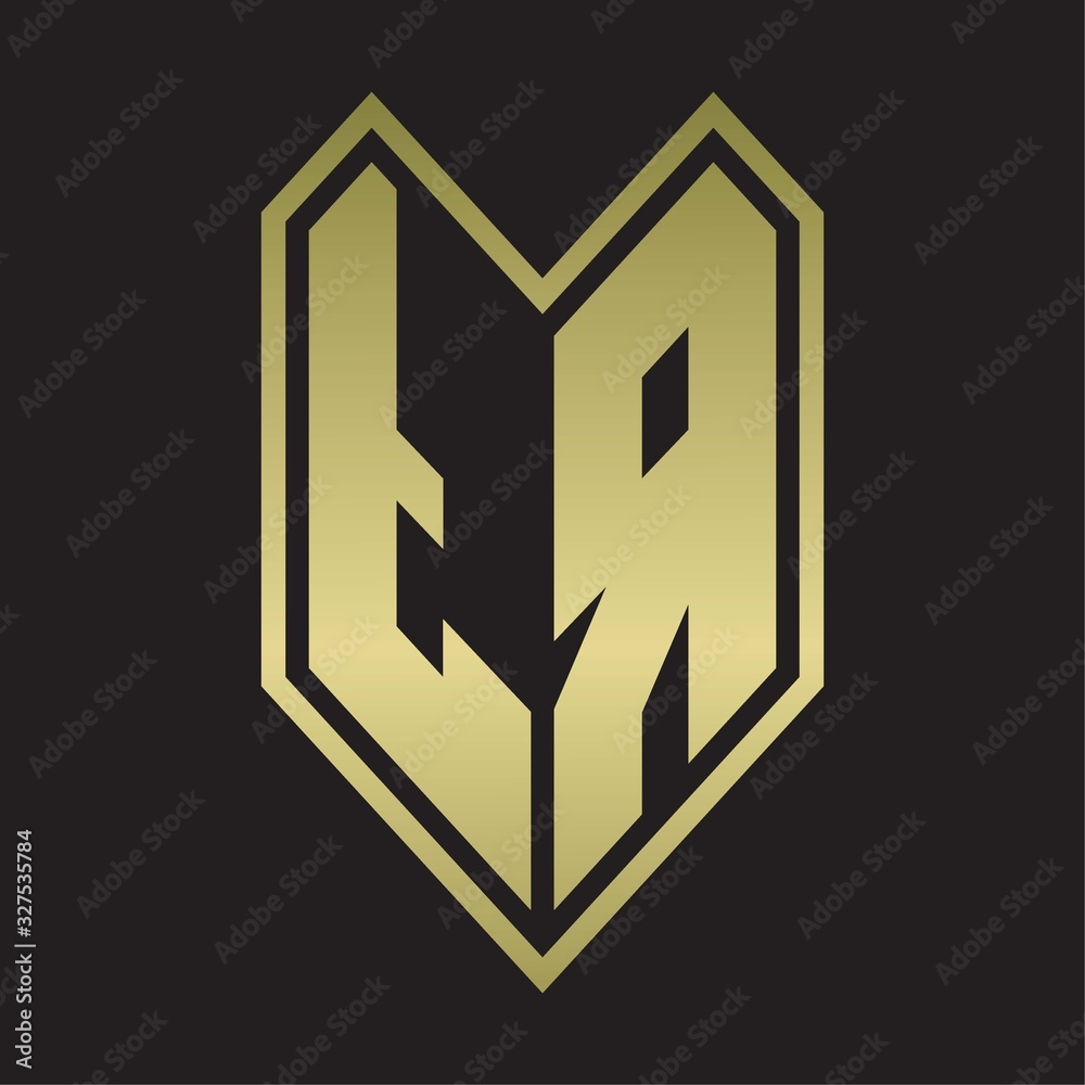TR Logo monogram with emblem line style isolated on gold colors TR Logo monogram with emblem line style isolated on gold colors