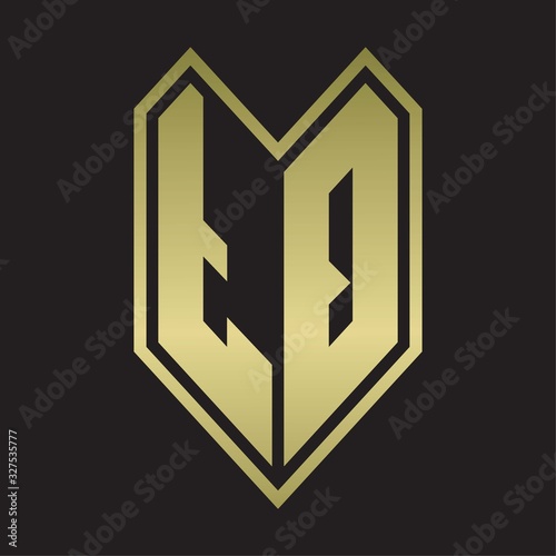 TQ Logo monogram with emblem line style isolated on gold colors