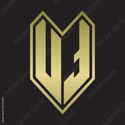 UT Logo monogram with emblem line style isolated on gold colors