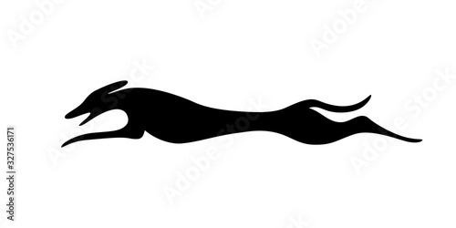 Fast running dog silhouette design isolated on white background. Vector illustration