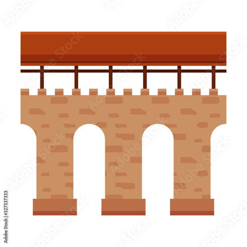 Stone Arcade, Element of Ancient Medieval Castle or Fortress Vector Illustration