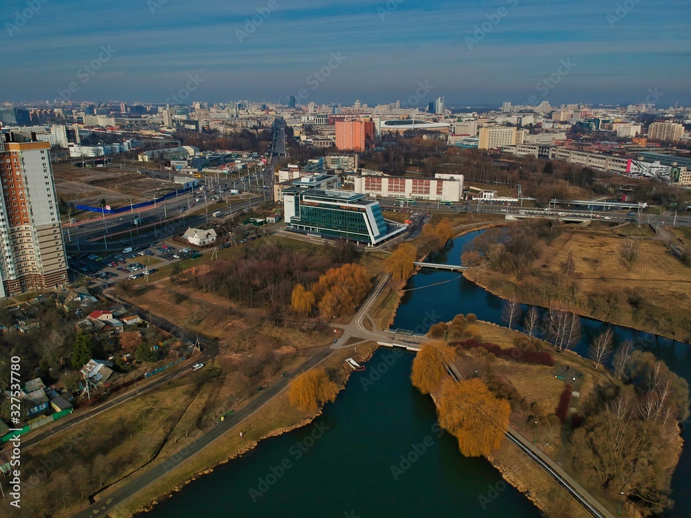 Fototapeta premium Aerial view of Minsk, Belarus