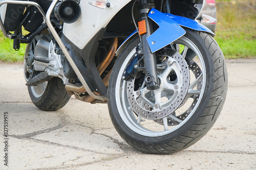View of the wheels of modern road bike
