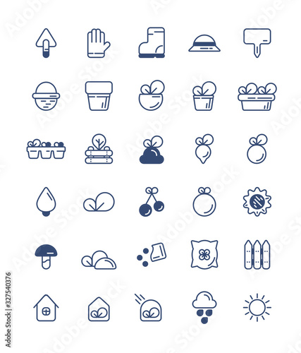 set of icons garden, vegetable garden, agriculture