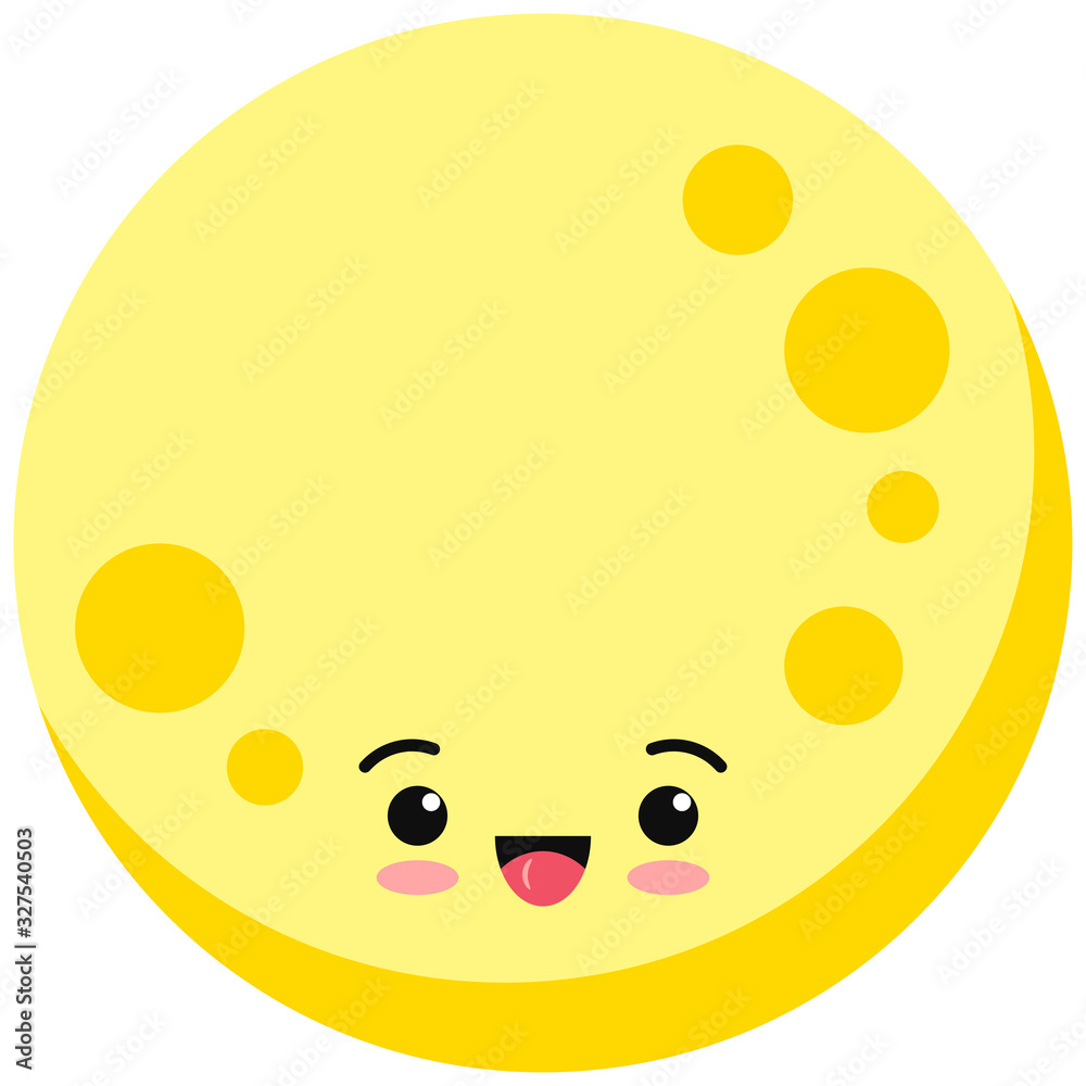 Cute moon emoji icon isolated on white background. Cute moon emoji icon isolated on white background.