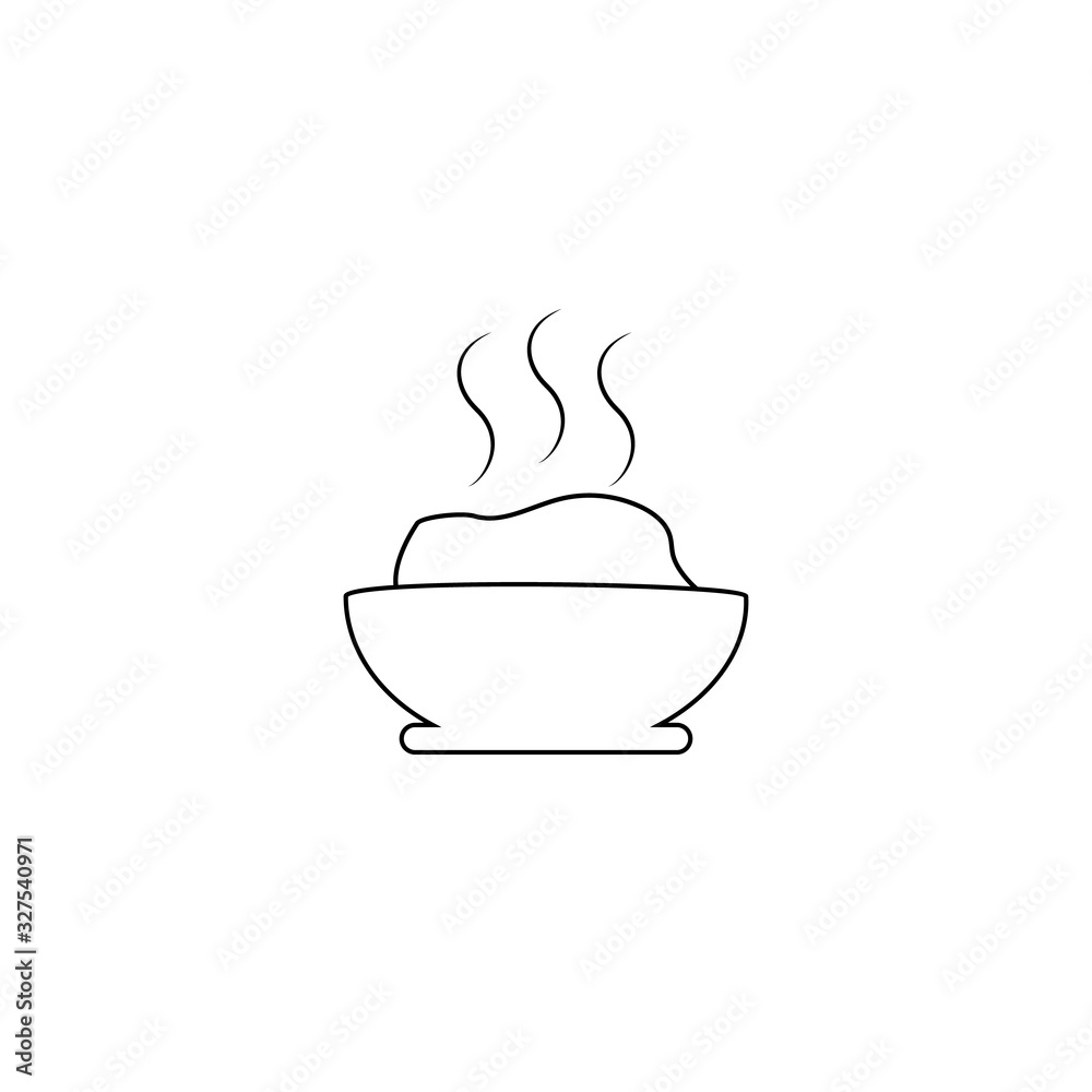 Food icon. Thin flat linear silhouette on white background. Designation for restaurant logo, cafe, to banner, signboard etc. Monochrome design element. Vector illustration. Food icon. Thin flat linear silhouette on white background. Designation for restaurant logo, cafe, to banner, signboard etc. Monochrome design element. Vector illustration.