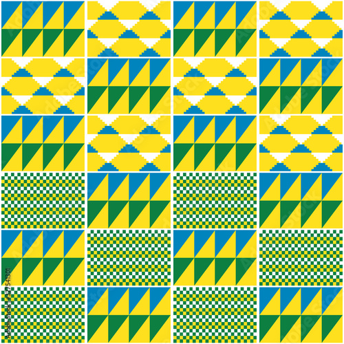 Tribal african seamless vector pattern with repetitive geometric shapes, Kente nwentoma style inspired vector textile design