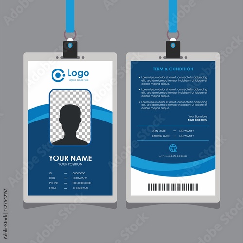 Simple Abstract Blue Curve Id Card Design, Professional Identity Card Template Vector for Employee and Others