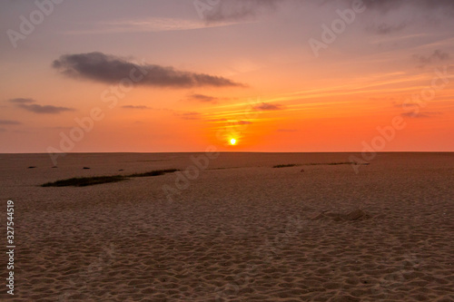 Sunset at the beach in Santo Andre, Portugal