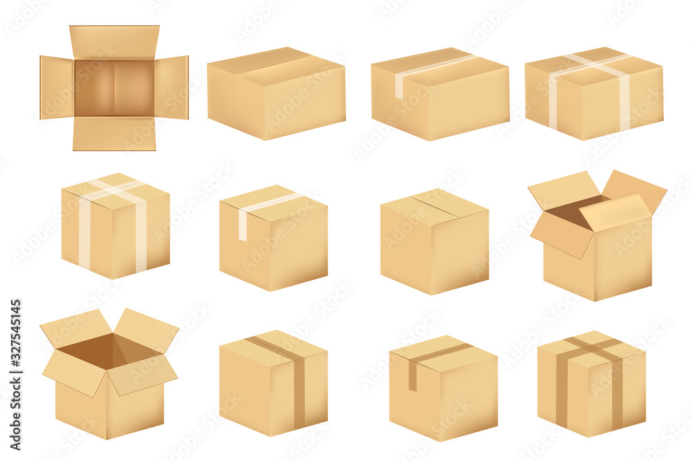 Set of cardboard boxes isolated on a white background. Vector illustration Set of cardboard boxes isolated on a white background. Vector illustration