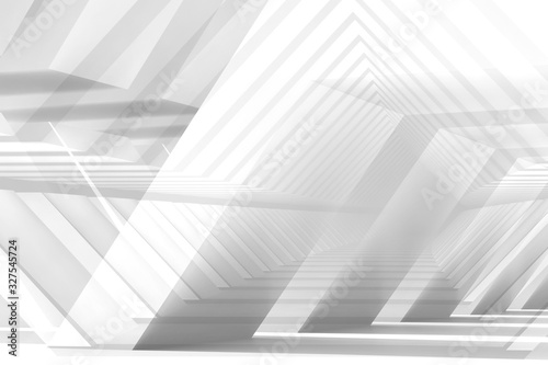 Abstract white digital background, low poly structures