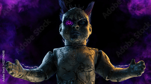 Obraz na plátně Abandoned Scary Punk Doll Scary With Hypno Eye