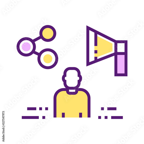 Distribution channels color line icon. Social medial and promotion. Pictogram for web page, mobile app, promo. UI UX GUI design element. Editable stroke.