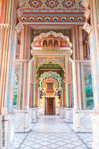 Patrika Gate the ninth gate of Jaipur colorful famous building landmark at Jawahar circle's entrance  pink city Rajasthan, India.