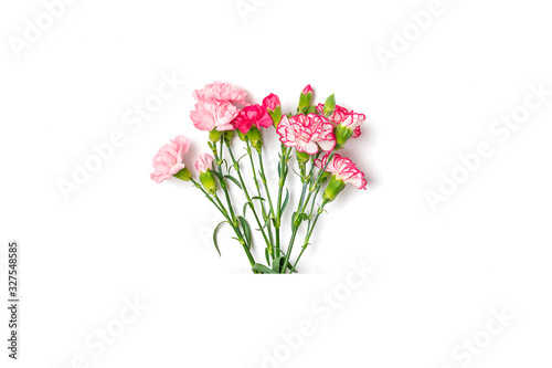 Wallpaper Mural bouquet of pink carnation flower isolated on white background Top view Flat lay Holiday card 8 March, Happy Valentine's day, Mother's, Memorial, Teacher's day concept Copy space Torontodigital.ca