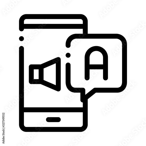 Smartphone Translator App Icon Thin Line Vector. Dynamic On Smartphone Screen And Interpreter Application Concept Linear Pictogram. Monochrome Outline Sign Isolated Contour Symbol Illustration