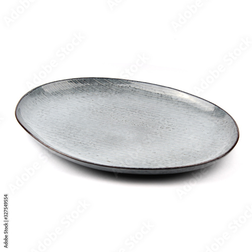 gray plate dishware dish isolated