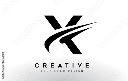 Creative X Letter Logo Design with Swoosh Icon Vector.