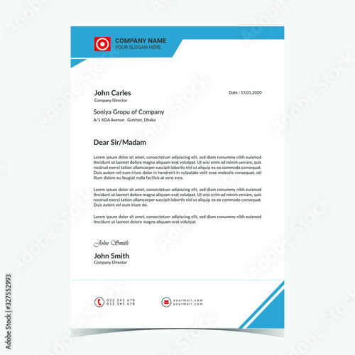 Creative professional clean business letterhead template vector a4 size print ready illustrator for company
